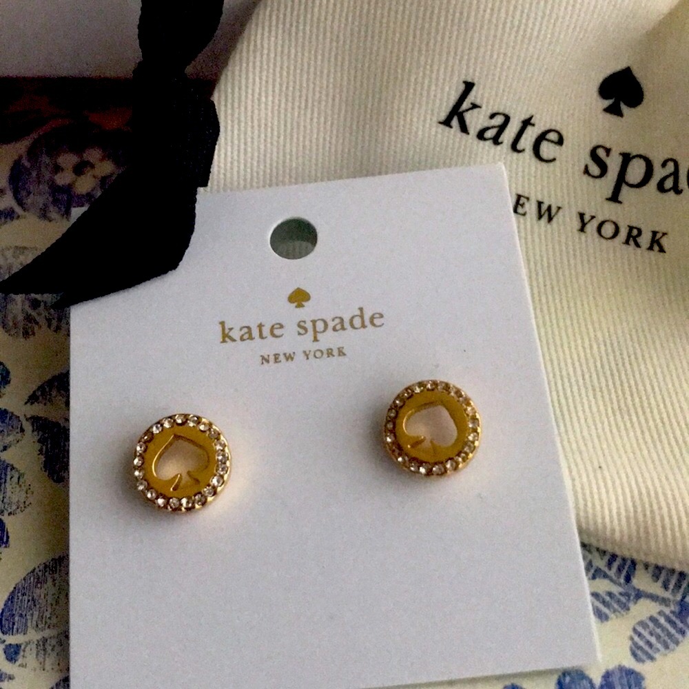 NWT Kade Spade Halo Gold Diamond Earrings